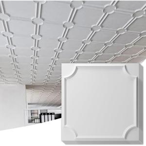 imageArt3d 2x2 Ft Drop Down PVC Ceiling Tiles 3D Textured Glue up Ceiling Panel for Office Living Room Home Decor  12Pack Covers 48 SqFt WhiteWhite