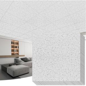 imageArt3d Acoustic Polyester Drop Ceiling Tiles Waterproof 12Pack 2ft x 2ft Ceiling Panels for Office Basement Kitchen Recording Room No Sag BreakageReusableCovers 48 SqFt BlackWhite Stucco Printing