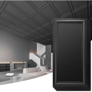 imageArt3d Drop Ceiling Tiles 24x48 Decorative PVC Ceiling Panels Waterproof Rustproof and Durable 12Pack Glue Down Rectangular WhiteRectangular Black
