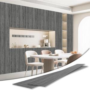 imageArt3d 4Pack GlueOn Wall Panels Wood Grain Texture Interior Wall Decor 104quotx12quot Recycled Polystyrene Wainscoting Panels Low Emission for Living Room BedroomEatrh WalnutHerringbone Weathered Teak