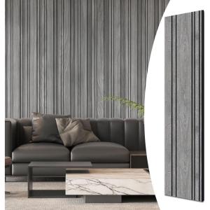 imageArt3d 4Pack GlueOn Wall Panels Wood Grain Texture Interior Wall Decor 104quotx12quot Recycled Polystyrene Wainscoting Panels Low Emission for Living Room BedroomEatrh WalnutEarth Grey Oak