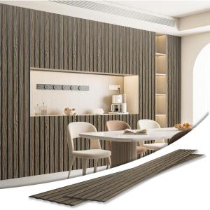 imageArt3d 4Pack GlueOn Wall Panels Wood Grain Texture Interior Wall Decor 104quotx12quot Recycled Polystyrene Wainscoting Panels Low Emission for Living Room BedroomEatrh WalnutSixGrid Walnut