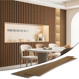 imageArt3d 4Pack GlueOn Wall Panels Wood Grain Texture Interior Wall Decor 104quotx12quot Recycled Polystyrene Wainscoting Panels Low Emission for Living Room BedroomEatrh WalnutSixGrid Rosewood