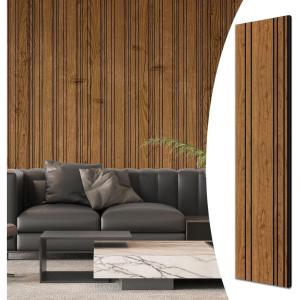 imageArt3d 4Pack GlueOn Wall Panels Wood Grain Texture Interior Wall Decor 104quotx12quot Recycled Polystyrene Wainscoting Panels Low Emission for Living Room BedroomEatrh WalnutEarth Teak