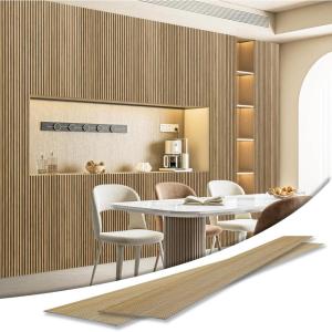imageArt3d 4Pack GlueOn Wall Panels Wood Grain Texture Interior Wall Decor 104quotx12quot Recycled Polystyrene Wainscoting Panels Low Emission for Living Room BedroomEatrh WalnutFine Bar Teak
