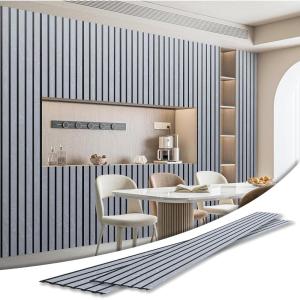 imageArt3d 4Pack GlueOn Wall Panels Wood Grain Texture Interior Wall Decor 104quotx12quot Recycled Polystyrene Wainscoting Panels Low Emission for Living Room BedroomEatrh WalnutSixGrid Slate