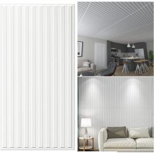 imageArt3d 12 Pack 2ft x 4ft Drop Ceiling Tiles in White Slat Design 3D Wall Panels for Interior Wall Decor 24in x 48in
