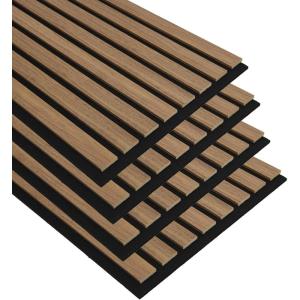 imageArt3d 20Pack 12quot x 24quot Soundproof Wood Slat Panels 40 sqft Acoustic Wall Panels 3D Wall Panels with Wood Slat Design Decorative Wood Wall Panel for Accent WallsWalnutDeep Walnut  4 pcs  31 sqft