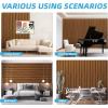 imageArt3d 4Piece 94 x 126 Inch Acoustic Lightweight Slat Wall Panel  Waterproof Wood Textured Wainscoting Panel of 33 SqFt for Bedroom Home Theater Office Accent Wall White ElmTeak