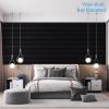 imageArt3d 4Piece 94 x 126 Inch Acoustic Lightweight Slat Wall Panel  Waterproof Wood Textured Wainscoting Panel of 33 SqFt for Bedroom Home Theater Office Accent Wall White ElmMatte Black