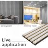 imageArt3d 6Pack Acoustic Wood Slat Wall Panels for Interior Decor 3D Fluted Sound Absorbing Wood Paneling for Accent Wall Ceiling Kitchen Living Room Bedroom Office 945 x 79 inch Deep WalnutBrushed Silver