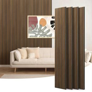 imageArt3d 4Piece 94 x 126 Inch Acoustic Lightweight Slat Wall Panel  Waterproof Wood Textured Wainscoting Panel of 33 SqFt for Bedroom Home Theater Office Accent Wall White ElmWalnut