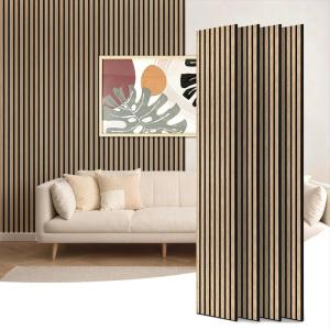 imageArt3d 4Piece 94 x 126 Inch Acoustic Lightweight Slat Wall Panel  Waterproof Wood Textured Wainscoting Panel of 33 SqFt for Bedroom Home Theater Office Accent Wall White ElmBoxwood