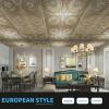 imageArt3d 24Pack Drop Ceiling Tiles 2x2 FT Decorative Easy Install PVC Ceiling Panels for Interior Kitchen Bathroom Basement 24x24 Inch WhiteAntique Gold
