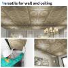 imageArt3d 24Pack Drop Ceiling Tiles 2x2 FT Decorative Easy Install PVC Ceiling Panels for Interior Kitchen Bathroom Basement 24x24 Inch WhiteAntique Gold