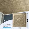 imageArt3d Drop Ceiling Tiles Glue up Ceiling Tiles 2x2 Plastic Sheet in White 24Pack 96 SqftAntique Gold