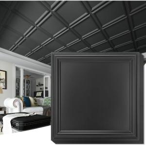 imageArt3d 24Pack Drop Relief Ceiling Tiles for Home Office ampamp Commercial Space 24 x 24in PVC Waterproof 3D Wall Panels Cover 96 Sq Ft Black