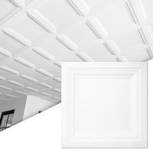 imageArt3d 24Pack Square Drop Ceiling Tile 2ft x 2ft in Black PVC Ceiling Panel 24 x 24in  Compatible with 1516quot Drop Ceil Grid SystemWhite