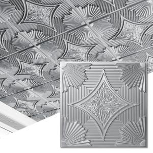 imageArt3d Drop Ceiling Tiles 24x24 in White 24Pack 96 Sqft 3D Wainscoting Panels Glue Up 2x2Argent Silver