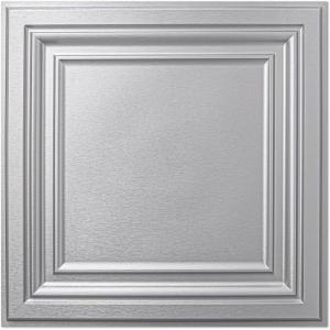 imageArt3d PVC Ceiling Tiles 2x2 Plastic Sheet in White 24PackBrushed Silver