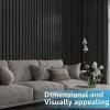 imageArt3d 8 Pack 104quot x 63quot Slat Wall Paneling Glossy Metal Finish WPC 3D Wall Panels Wavy Panels for Interior Wall Decor Living Room Bedroom  Steel GrayClassic BlackSquare