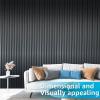 imageArt3d 8 Pack 104quot x 63quot Slat Wall Paneling Glossy Metal Finish WPC 3D Wall Panels Wavy Panels for Interior Wall Decor Living Room Bedroom  Steel GraySteel GrayWavy