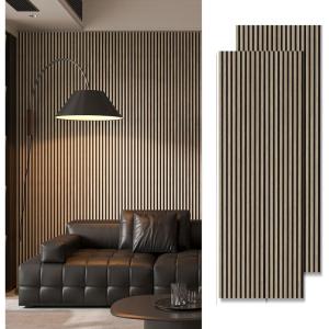 imageArt3d 2 Pack 945 x 24 inch Wood Slat Acoustic Panels for Wall ampamp Ceiling  31 sqft 3D Fluted Sound Absorbing Panel with Wood Finish WalnutPeach