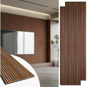 imageArt3d 2 Pack 945 x 24 inch Wood Slat Acoustic Panels for Wall ampamp Ceiling  31 sqft 3D Fluted Sound Absorbing Panel with Wood Finish WalnutWalnut