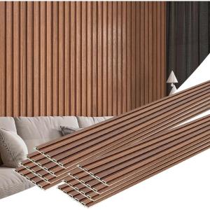 imageArt3d 8 Pack 104quot x 63quot Slat Wall Paneling Glossy Metal Finish WPC 3D Wall Panels Wavy Panels for Interior Wall Decor Living Room Bedroom  Steel GrayWarm TeakSquare