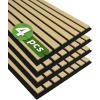 imageArt3d 4Pack 12quot x 93quot Soundproof Wood Slat Panels 31 sqft Acoustic Wall Panels 3D Wall Panels with Wood Slat Design Decorative Wood Wall Panel for Accent WallsGrey OakOak