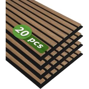 imageArt3d 4Pack 12quot x 93quot Soundproof Wood Slat Panels 31 sqft Acoustic Wall Panels 3D Wall Panels with Wood Slat Design Decorative Wood Wall Panel for Accent WallsGrey OakDeep Walnut