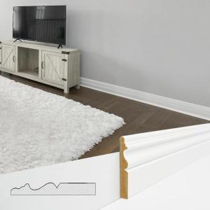 imageArt3d 8 Pack 8 ft Each 64 ft Total MDF Baseboard Wall Molding Trim Skirting Board Panels 323 in High Paintable WarpResistant Easy Installation for Living Room Bedroom and Office White8 Packs  Extra Tall Base