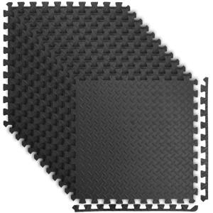 image:imageArt3d 48 SqFt Eva Puzzle Exercise Mats 24x24 x 12 Thick Foam Interlocking Tiles for Flooring Workout Gym Equipments Pack of 12 Dark WalnutBlack  12 Tiles  48 Sq Ft  12 Inch