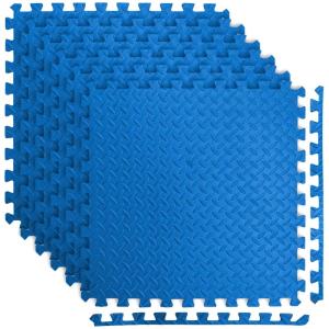 image:imageArt3d 48 SqFt Eva Puzzle Exercise Mats 24x24 x 12 Thick Foam Interlocking Tiles for Flooring Workout Gym Equipments Pack of 12 Dark WalnutBlue  6 Tiles  24 Sq Ft  12 Inch