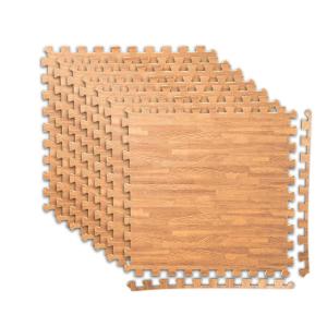 image:imageArt3d 48 SqFt Eva Puzzle Exercise Mats 24x24 x 12 Thick Foam Interlocking Tiles for Flooring Workout Gym Equipments Pack of 12 Dark WalnutTeak  12 Tiles  48 Sq Ft  12 Inch