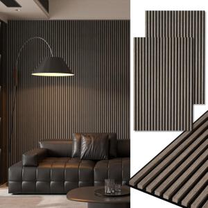image:imageArt3d 4Pack 108 x 12 Acoustic Wood Panels for Wall Soundproof Wood Slat Panel for Wall and Ceiling 3D Fluted Sound Absorbing Paneling for Interior Wall Decor Living Room Bedroom  TeakAmerican Walnut