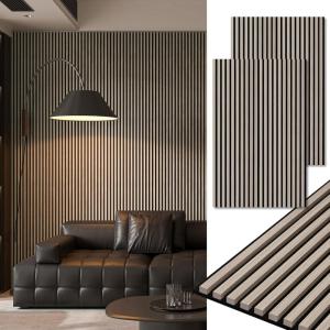 image:imageArt3d 4Pack 108 x 12 Acoustic Wood Panels for Wall Soundproof Wood Slat Panel for Wall and Ceiling 3D Fluted Sound Absorbing Paneling for Interior Wall Decor Living Room Bedroom  TeakOak