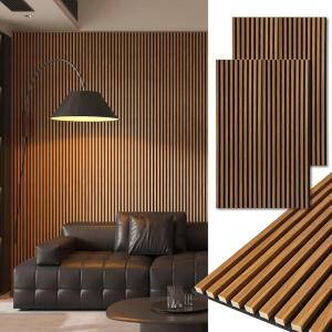 image:imageArt3d 4Pack 108 x 12 Acoustic Wood Panels for Wall Soundproof Wood Slat Panel for Wall and Ceiling 3D Fluted Sound Absorbing Paneling for Interior Wall Decor Living Room Bedroom  TeakTeak