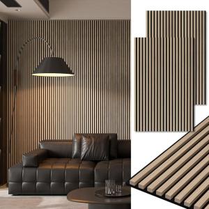 image:imageArt3d 4Pack 108 x 12 Acoustic Wood Panels for Wall Soundproof Wood Slat Panel for Wall and Ceiling 3D Fluted Sound Absorbing Paneling for Interior Wall Decor Living Room Bedroom  TeakPeach