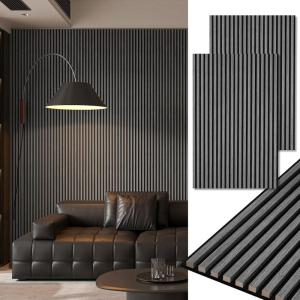 image:imageArt3d 4Pack 108 x 12 Acoustic Wood Panels for Wall Soundproof Wood Slat Panel for Wall and Ceiling 3D Fluted Sound Absorbing Paneling for Interior Wall Decor Living Room Bedroom  TeakSmoky Oak