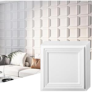 image:imageArt3d 33Pack 3D Textured Accent Wall Panel for Interior Dcor Waterproof PVC Decorative Wall Paneling for Living Room Bedroom Gaming Room Office 118x118 Cover 32SqFt WhiteWhite