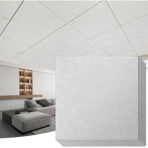 image:imageArt3d Acoustic Drop Ceiling Tiles 2ft x 4ft 10Pack Waterproof Polyester Ceiling Panels for Office Basement Kitchen Recording Room ReusableCovers 80 SqFt White Stucco PrintingWhite