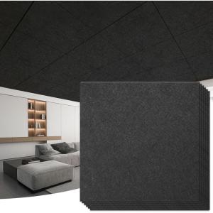image:imageArt3d Acoustic Drop Ceiling Tiles 2ft x 4ft 10Pack Waterproof Polyester Ceiling Panels for Office Basement Kitchen Recording Room ReusableCovers 80 SqFt White Stucco PrintingBlack