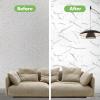 image:imageArt3d 10Pack 24x12 SPC Wall Panels 20 Sqfeet Waterproof Click Lock Panels for Interior Wall Decor Rigid Core Wall Panel for Bathroom Kitchen Living Room Deep Marble GrayPure Marble white