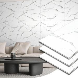 image:imageArt3d 10Pack 24x12 SPC Wall Panels 20 Sqfeet Waterproof Click Lock Panels for Interior Wall Decor Rigid Core Wall Panel for Bathroom Kitchen Living Room Deep Marble GrayPure Marble white