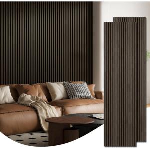 image:imageArt3d 2 Pack 945 x 24 inch Wood Slat Acoustic Panels for Wall amp Ceiling  31 sqft 3D Fluted Sound Absorbing Panel with Wood Finish OakBrown Walnut
