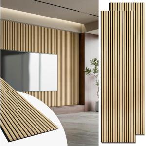 image:imageArt3d 2 Pack 945 x 24 inch Wood Slat Acoustic Panels for Wall amp Ceiling  31 sqft 3D Fluted Sound Absorbing Panel with Wood Finish OakOak