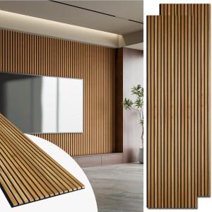image:imageArt3d 2 Pack 945 x 24 inch Wood Slat Acoustic Panels for Wall amp Ceiling  31 sqft 3D Fluted Sound Absorbing Panel with Wood Finish OakTeak