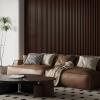 image:imageArt3d 4Piece Wood Slat Acoustic Panels for Stylish Decor and Noise Reduction 3D Textured Panel for Ceiling and Wall CherryDark Walnut