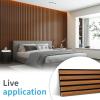 image:imageArt3d 4Piece Wood Slat Acoustic Panels for Stylish Decor and Noise Reduction 3D Textured Panel for Ceiling and Wall CherryDark Walnut